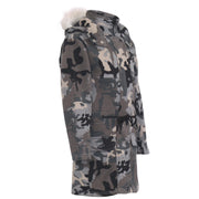 A2Z 4 Kids Camouflage Charcoal Print Parka Jacket Faux Fur Hooded Coat Drawstring Waist Fashion Girls Age 5-13 Years