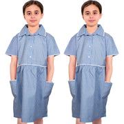 Kids Girls Pack Of 2 Uniform School Dress Gingham Dress With Matching Scrunchies - A2Z 4 Kids