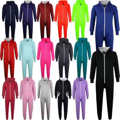 Kids Boys Girls Unisex Onesie Super Soft Fleece Hooded Zip Up Jumpsuit Loungewear Costume