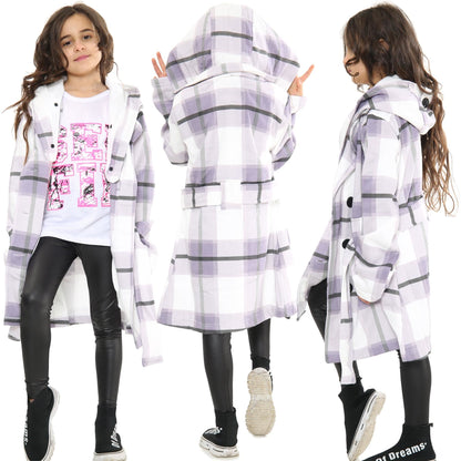 A2Z 4 Kids Parka Jacket Hooded Warm Jacket Oversized Belted Cuffs 5 -13 Years