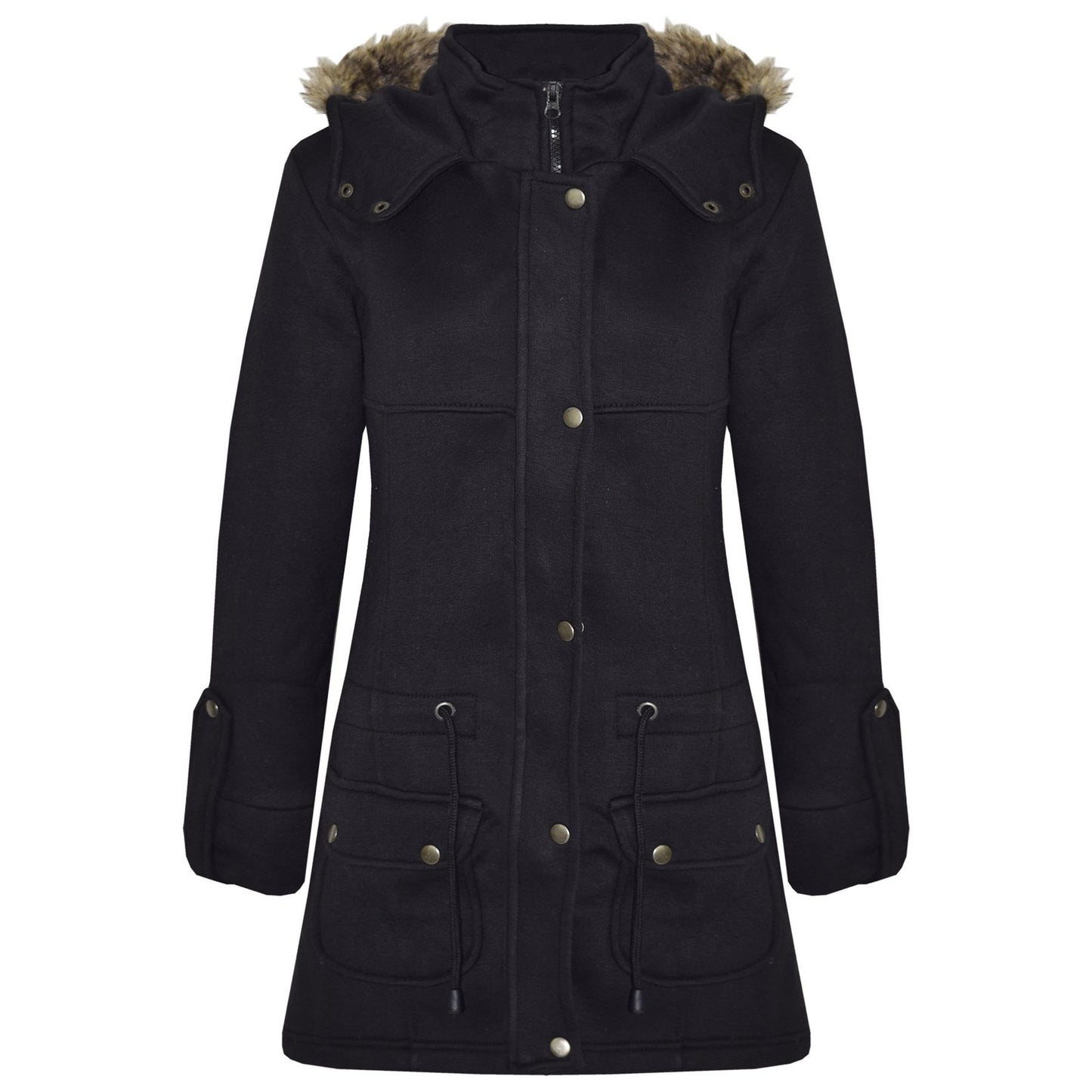 GIRLS COAT KIDS FLEECE PARKA JACKET LONG FAUX FUR HOODED SUMMER COATS AGE 7-13Y