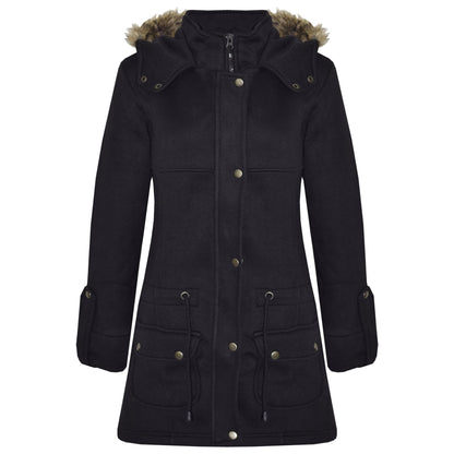 GIRLS COAT KIDS FLEECE PARKA JACKET LONG FAUX FUR HOODED SUMMER COATS AGE 7-13Y