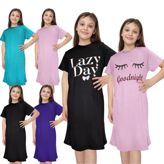 A2Z 4 Kids Girls Night Dress Nightgown Sleepwear Nightie Short Sleeve