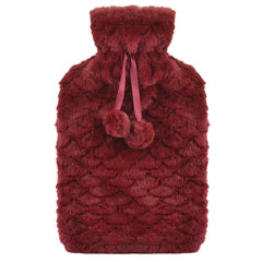A2Z Hot Water Bottle 2 Litre Plush Faux Fur Fleece Cover Rubber Hot Water Bag