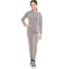 Kids Girls Ribbed Top & Bottom Tracksuit Lounge Wear Long Sleeves Outfit Set