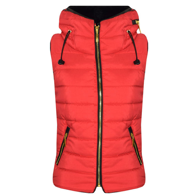 A2Z 4 Kids Kids Girls Boys Designer's Red Sleeveless Hooded Padded Quilted Puffer Bubble Gilet Bodywarmer Jackets 5-13 Years