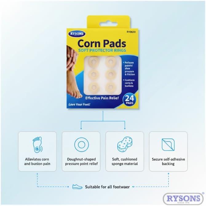 A2Z Corn Pads Soft Protector Rings 24 Pack Cushioning Foot Pain Relief