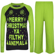 A2Z 4 Kids PJS Girls Boys Merry Christmas Ya Filthy Animal Black & Lime Print Christmas Pajamas Set Age 2 3 4 5 6 7 8 9 10 11 12 13 Years