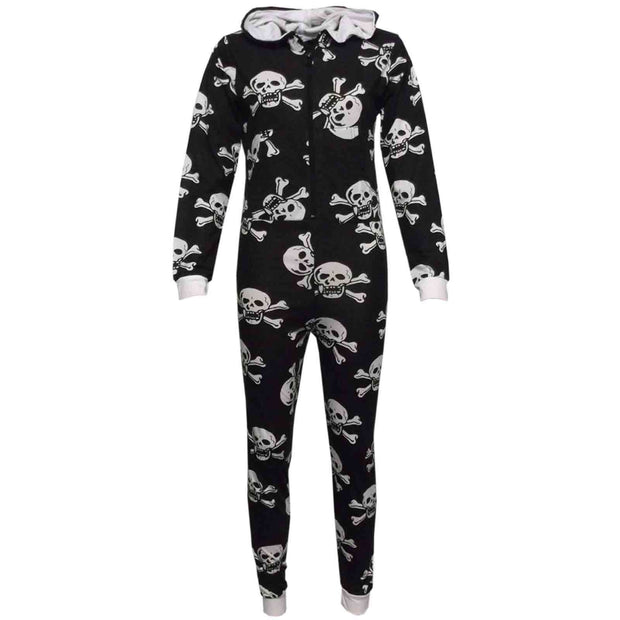 Kids Unisex Onesie Girls Boys Skull & Cross Bone Print Onesies All In One Jumpsuit PJ's New Age 5-13 Years - A2Z 4 Kids