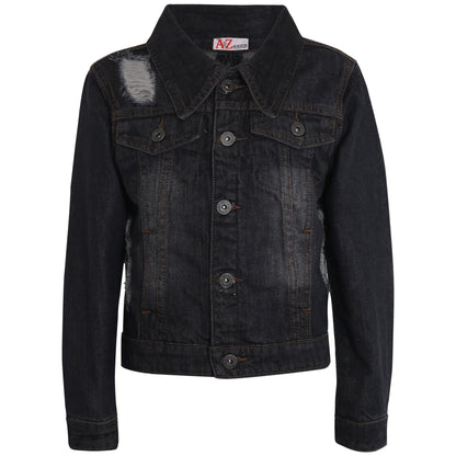 Kids Girls Denim Jackets Ripped Fashion Faded Jeans Jacket New Age 3-13 Years