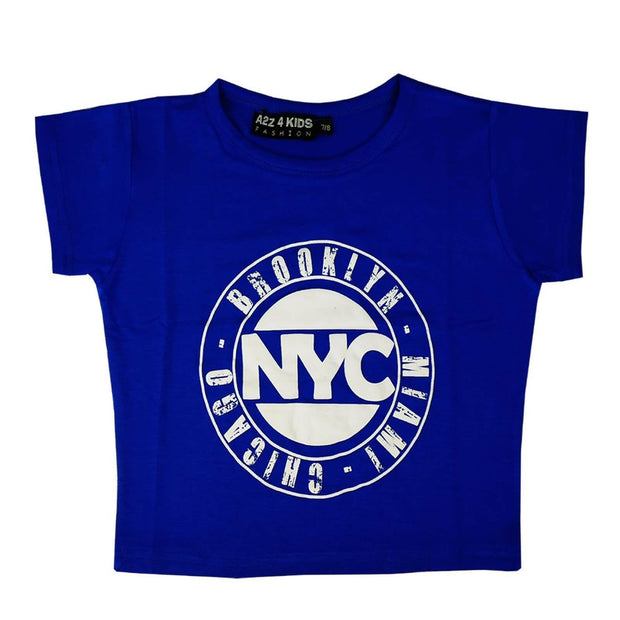 Kids Girls NYC BROOKLYN MIAMI CHICAGO Print Crop Top T Shirt Age 7-13 Years