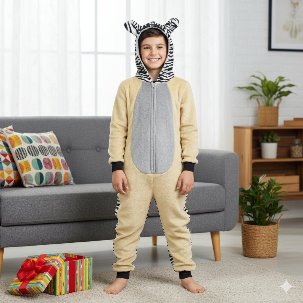 A2Z 4 Kids Unisex 2 Tone Zebra A2Z Onesie One Piece Zebra Cosplay Jumpsuit