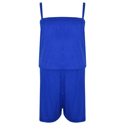 Kids Girls Plain Color Playsuit Trendy Summer All In One Jumpsuit New Age 5-13 Y