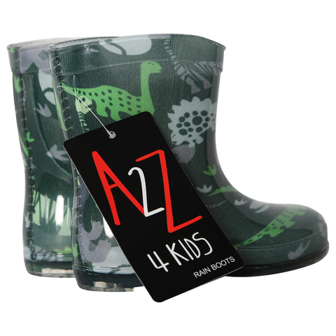 A2Z 4 Kids Boys Dinosaur Print Rain Boots PVC Waterproof Wellington Boot Wellies