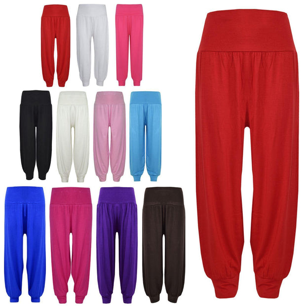 Kids Girls Ali Baba Style Plain Color Fashion Trendy Trouser 2-13 Years