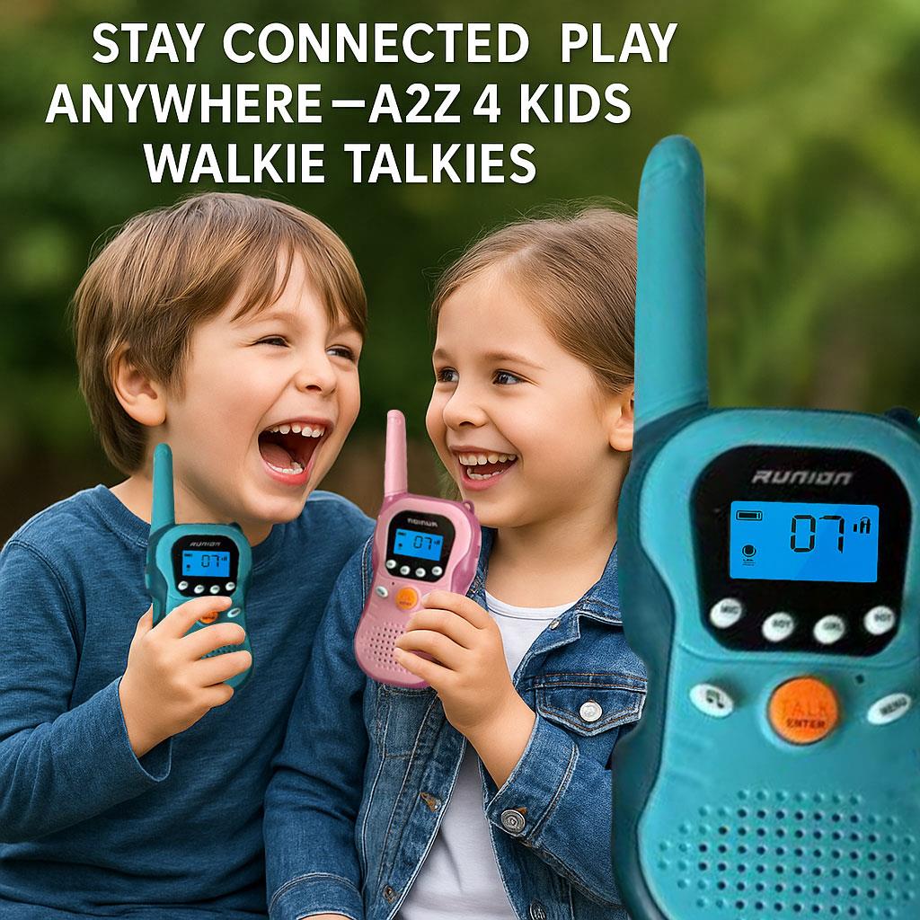 A2Z 4 Kids Walkie Talkies 3KM Range 2-Way Radio Toy Voice Changer Learning Play