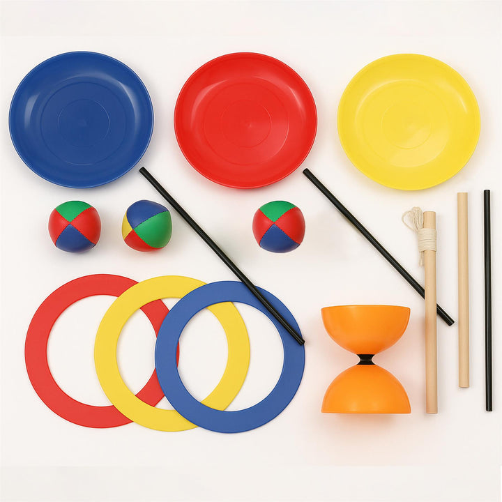 Juggling Rings Set Kids Circus Skills Set 15pcs Juggling Rings Plates Diabolo Fun Educati ...