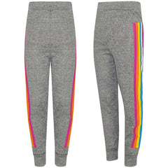 Kids Girls Lounge Suit Rainbow Striped Top Bottom Lounge Wear Tracksuit 7-13 Yr