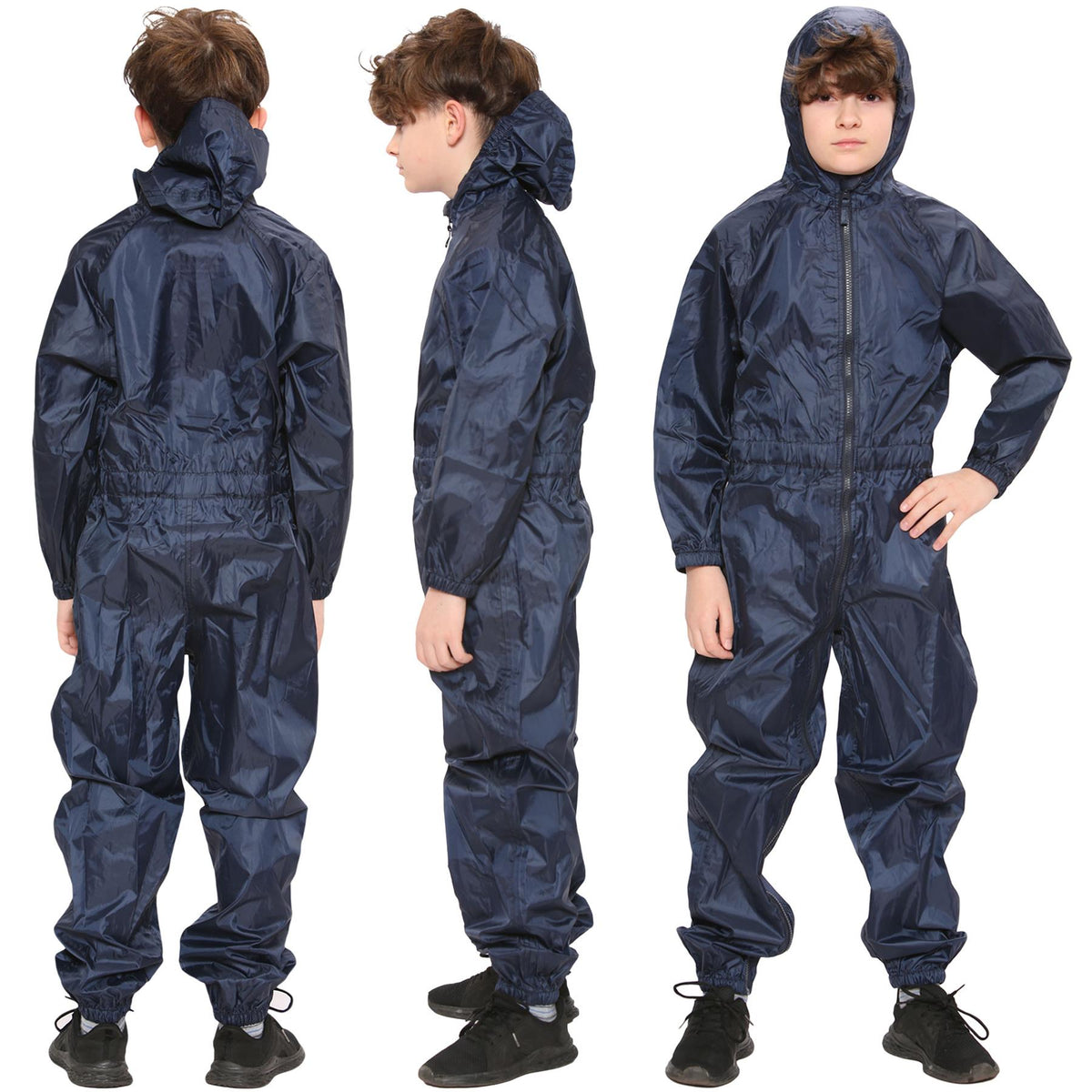 Girls Boys Raincoat Kids Puddle Suit All in One Waterproof Hooded Rainsuit