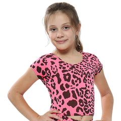 Kids Girls Crop Tops Leopard T-Shirt Tank Top & Tees New Age 5-13 Years