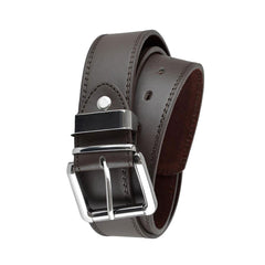 Mens Belt Alloy Pin Buckle Belt 2 Pack Double Stitched Leather Lined Jeans Belts