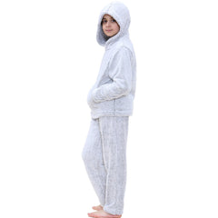 Kids Boys Girls Plain Pyjama Extra Soft Loungewear Thick Pile Fleece PJS Set