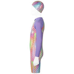 Kids Girls Rainbow Swimsuit With Hat Surfing Diving Quick Dry Swimwear Suit