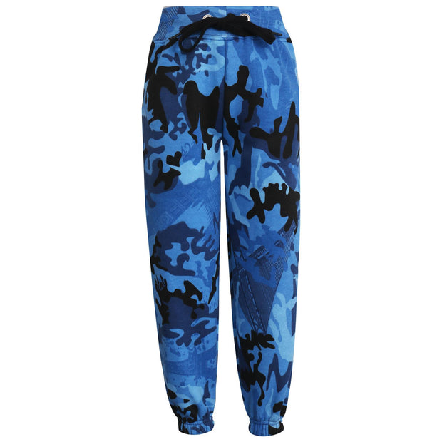 A2Z 4 Kids Girls Boys Unisex Tracksuit Camouflage Blue Print Hooded Sweat Hoodie & Bottom Jog Suit Joggers Age 5 6 7 8 9 10 11 12 13 Years