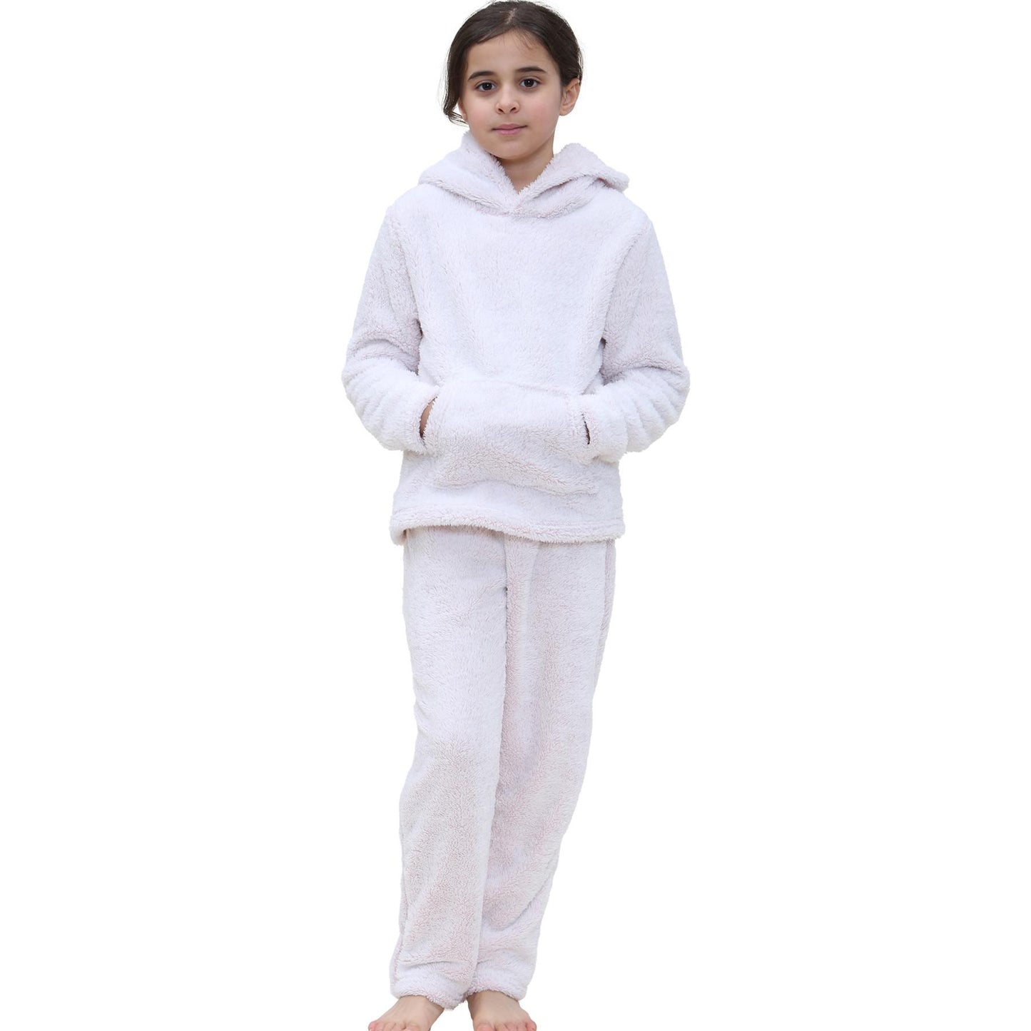 Kids Boys Girls Plain Pyjama Extra Soft Loungewear Thick Pile Fleece PJS Set