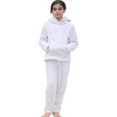 Kids Boys Girls Plain Pyjama Extra Soft Loungewear Thick Pile Fleece PJS Set