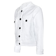 Women White Denim Jacket Cotton Casual Fashion Vintage Classic Streetwear Jeans