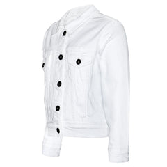 Women White Denim Jacket Cotton Casual Fashion Vintage Classic Streetwear Jeans