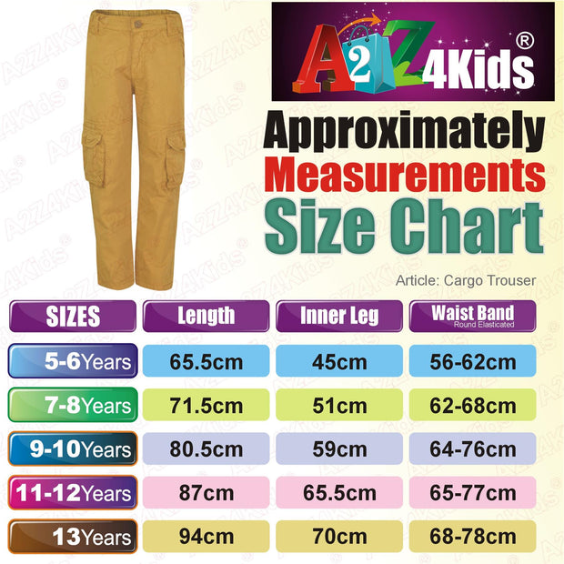 A2Z 4 Kids Boys Trouser Designer Youth BDU Ranger 6-Pocket Khaki Combat Cargo Trousers Fashion Causal Jogging Pants Age 5-13 Years