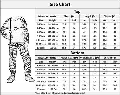 Kids Zebra Print Sleeve Pyjamas Sleepsuit Costume For Girls Boys Age 5-13