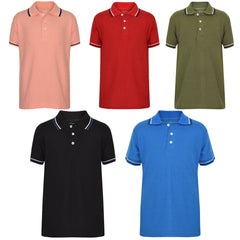 Kids Boys Girls Polo T Shirt Designer Plain Color School T-Shirts PE Top 3-13 Yr