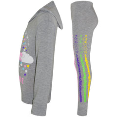 Kids Girls Top Dabbing Unicorn Floss Unique Rainbow Hooded Legging Set Tracksuit