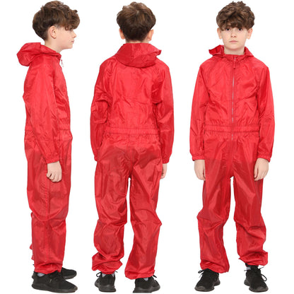 Girls Boys Raincoat Kids Puddle Suit All in One Waterproof Hooded Rainsuit