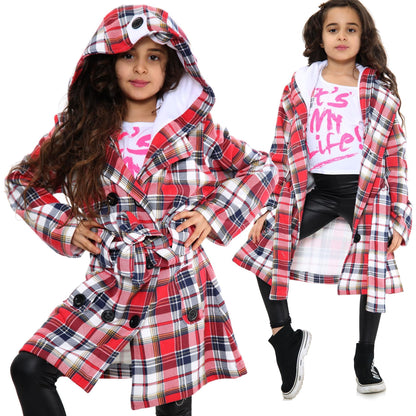 A2Z 4 Kids Parka Jacket Hooded Warm Jacket Oversized Belted Cuffs 5 -13 Years