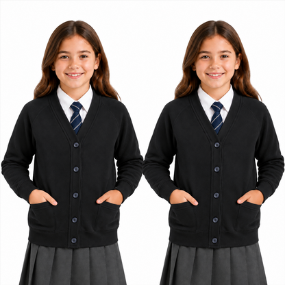 Kids Girls Scouts School Uniform Cardigan Long Sleeve Sweat Knitted Cardigan