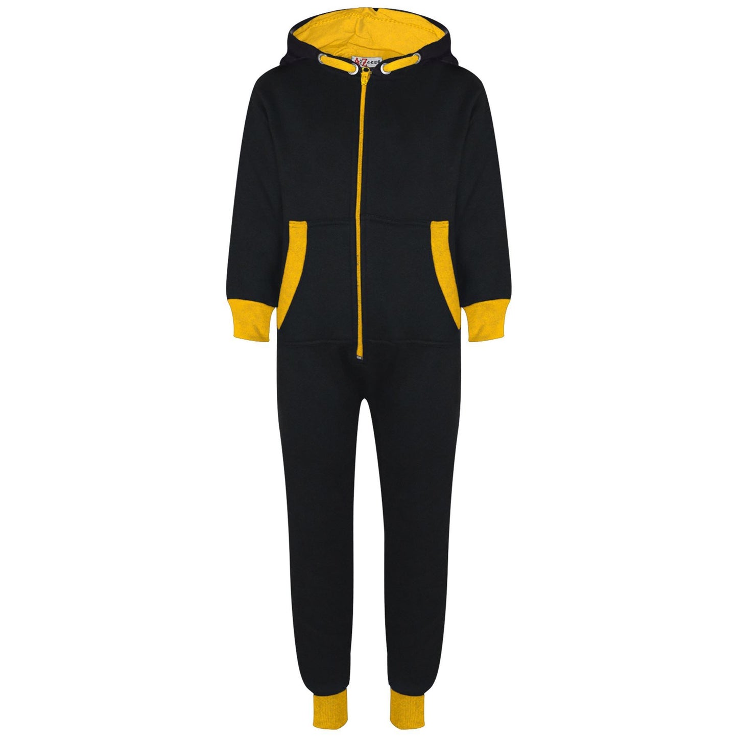 A2Z 4 Kids Girls Boys Yellow Contrast Fleece Onesie All In One Jumsuit Playsuit Nightwear New Age 2 3 4 5 6 7 8 9 10 11 12._13 Years
