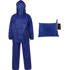 Kids Boys Girls Waterproof Hooded Rain Suit Jacket & Pants Set with Bag 3-14 Yrs