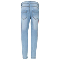 Kids Boys Skinny Denim Jeans Contrast Taped Stretchy Pants Trouser Age 5-13 Year