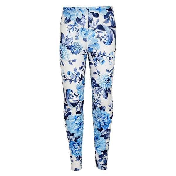 Kids Girls Legging Blue Floral Print Stylish Fashion Leggings New Age 7-13 Years