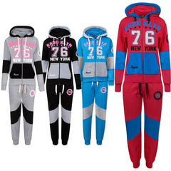 Kids Girls Tracksuit Brooklyn 76 New York Print Hoodie & Bottom Jog Suit 7-13 Year