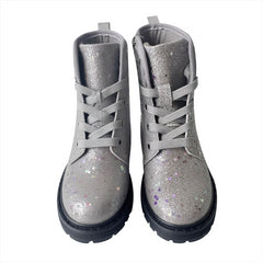 A2Z 4 Kids Girls Galaxy Glitter Winter Snow Boots Shoes PU Lace Up Ankle Shoes