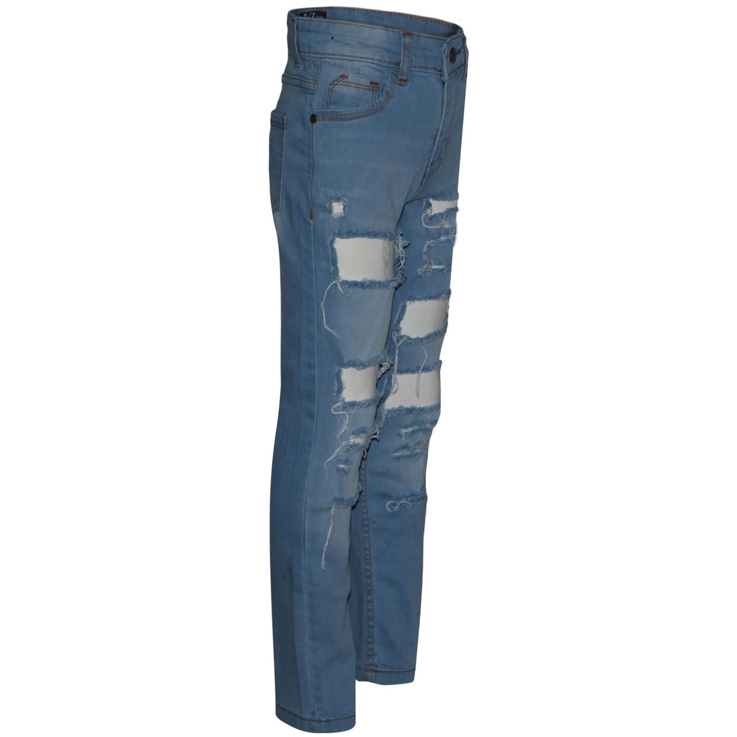 Boys Ripped Denim Jeans Comfortable Stretch Skinny Trousers Trendy Summer Pants