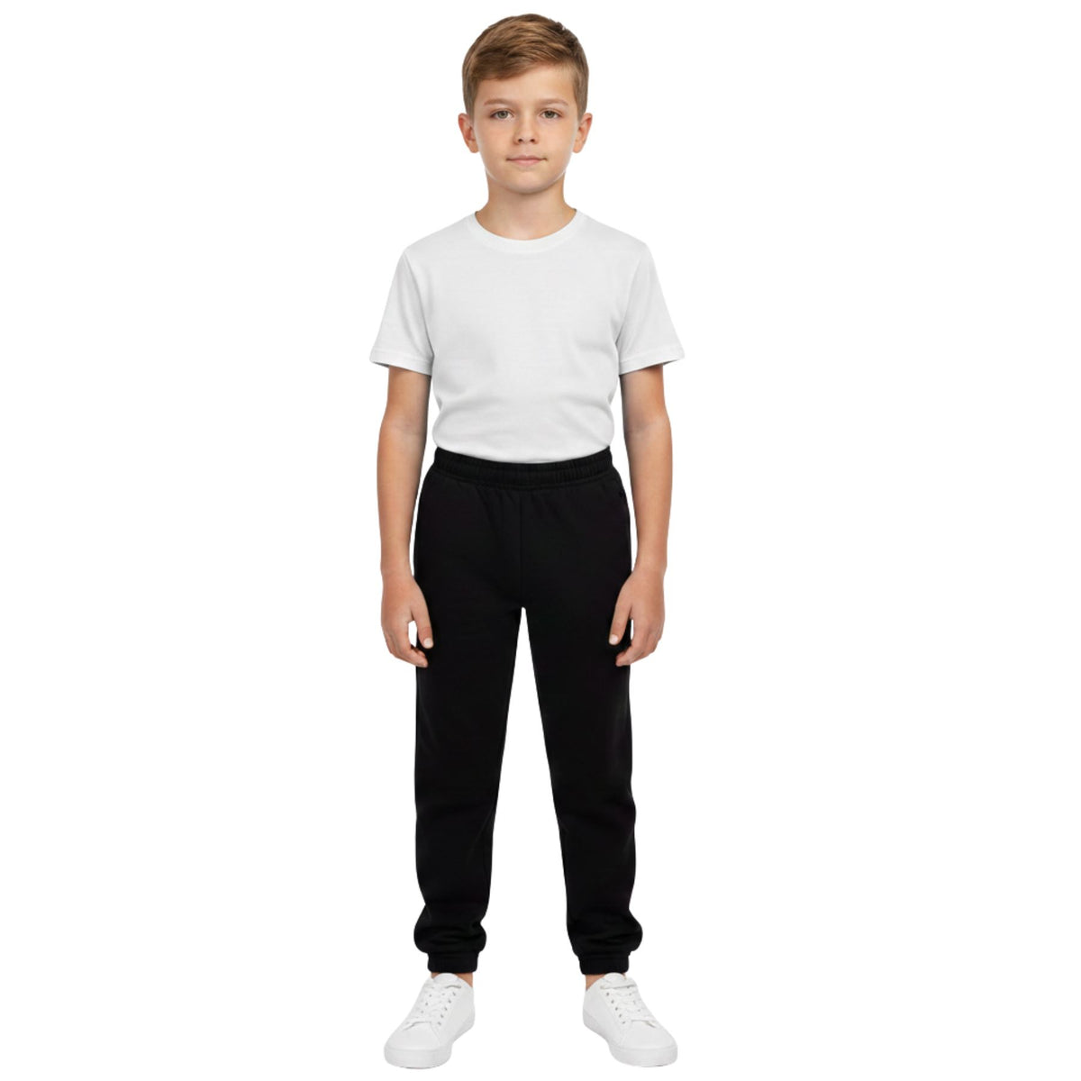 Kids Girls Boys Plain Jogging Bottoms Cuffed Joggers Sweatpants Trousers 2-14 Yr
