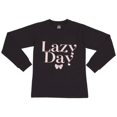 A2Z 4 Kids Girls Pyjamas Lazy Day Black 2 Piece Top Bottom Pyjamas Set Age 2-13