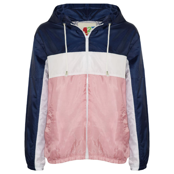 Kids Boys Girls Windbreaker Contrast Block Hooded Jackets Rain Mac Raincoat 5-13