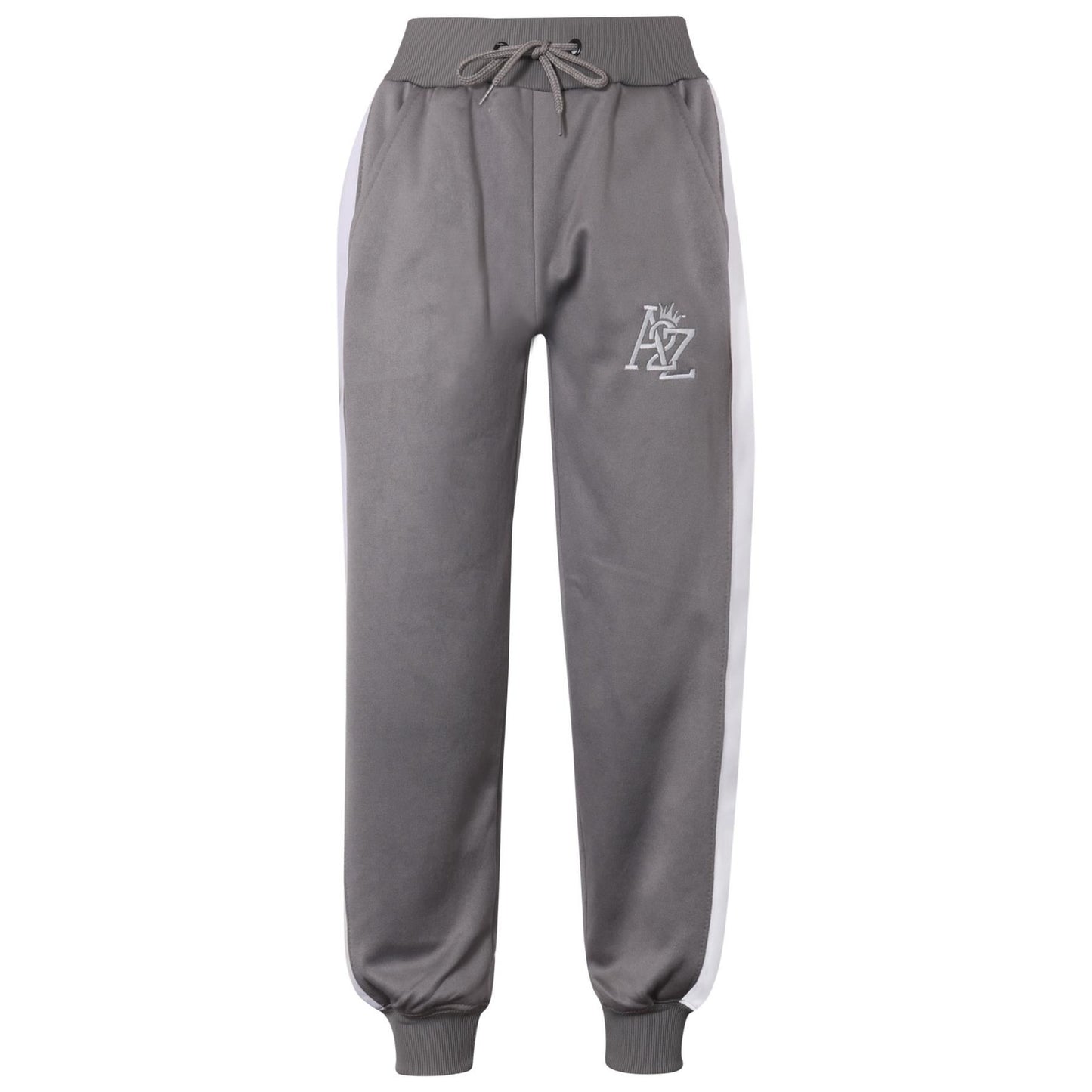 A2Z 4 Kids Girls Boys Unisex Tracksuit A2Z Embroidered Contrast Panelled Steel Grey Fleece Hooded Hoodie Top Bottom School PE Jogging Suit Joggers